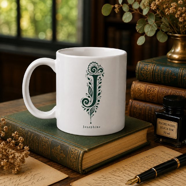 Personalisierter Tasse mit Linolschnitt-Buchstabe  (Von Creator hochgeladen)