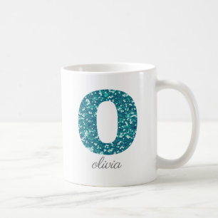 Personalisierter Tasse mit Teal Glitter Monogramm