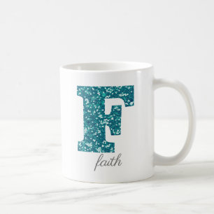 Personalisierter Tasse mit Teal Glitter Monogramm