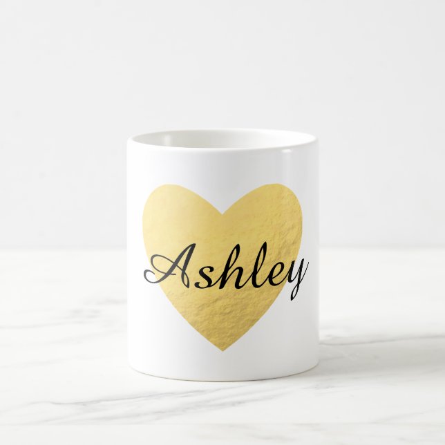 Personalisierter Tassenname und Goldherz Kaffeetasse (Mittel)