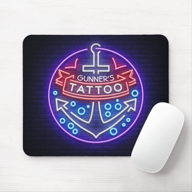 Personalisierter Tattoo Shop Nautical Neonsign Sty Mousepad (Mit Mouse)