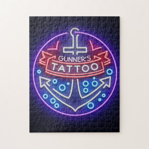 Personalisierter Tattoo Shop Nautical Neonsign Sty Puzzle