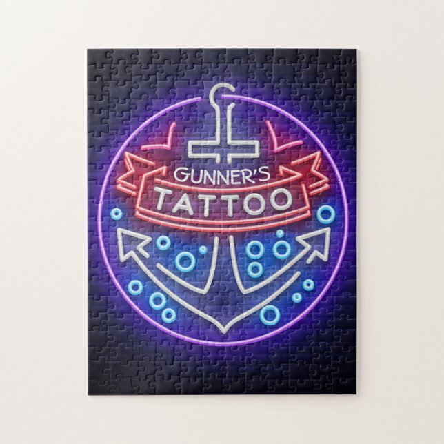 Personalisierter Tattoo Shop Nautical Neonsign Sty Puzzle (Vertikal)