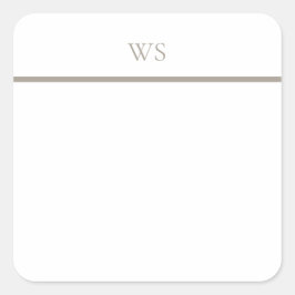 Personalisierter Taupe-Bar-Monogramm-Quadrat-Aufkl Quadratischer Aufkleber