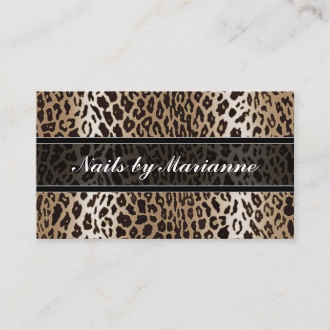 Personalisierter Taupe-Leopard-Tierdruck Visitenkarte (Vorderseite)