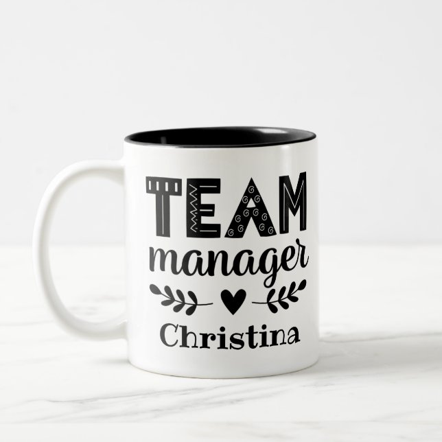 Personalisierter Team Manager Zweifarbige Tasse (Links)