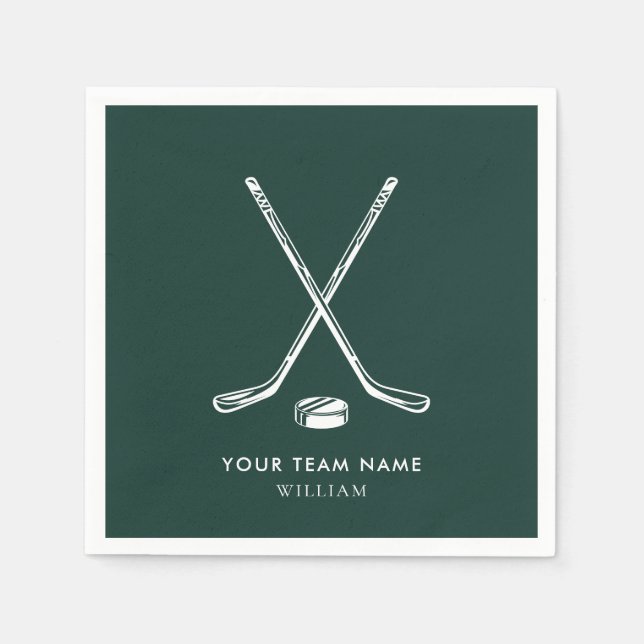 Personalisierter Teamname Eishockey Green Custom Serviette (Vorderseite)