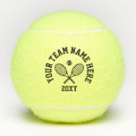 Personalisierter Teamname Tennisbälle<br><div class="desc">Personalisierte Tennisbälle mit eigenem Team- oder Turniernamen in einem sportlichen Blockbrief sportlicher Schriftart und einfacher Tennisschläger-Monogramm gedruckt. Jeder Tennisspieler würde den klassischen Sportlook auf diesen personalisierten Übungsbällen schätzen.</div>