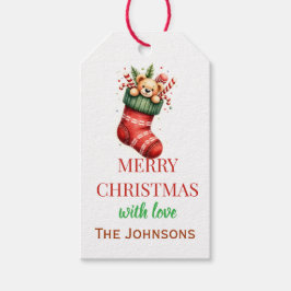 Personalisierter Teddy Bear & Strumpf Weihnachtsge Geschenkanhänger