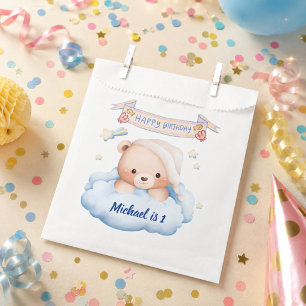 Personalisierter Teddybär 1. Geburtstags-Geschenkb Geschenktütchen