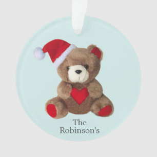 Personalisierter Teddybär auf Light Blue Ornament
