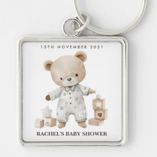 Personalisierter Teddybär-Baby-Shower-Anhänger Schlüsselanhänger