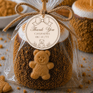 Personalisierter Teddybär-Bow-Baby-Party-Aufkleber Runder Aufkleber
