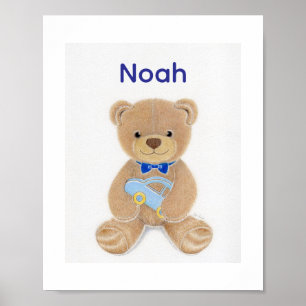 Personalisierter Teddybär für Babyjungen-Nursery Poster