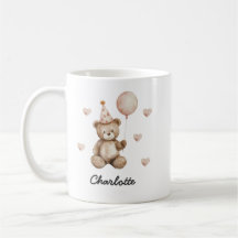 Personalisierter Teddybär-Geburtstags-Baby-Becher 