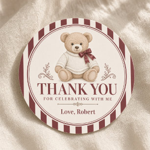 Personalisierter Teddybär Geburtstags-Dankeschön Runder Aufkleber