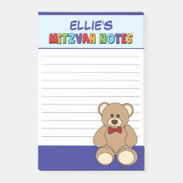 Personalisierter Teddybär Mitzwa - Blau Post-it Klebezettel