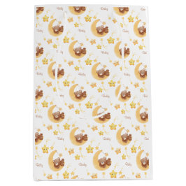Personalisierter Teddybär Mond Baby Shower Mittlere Geschenktüte