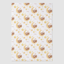 Personalisierter Teddybär Mond Baby Shower Seidenpapier