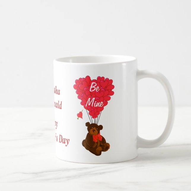 Personalisierter Teddybär-Valentinstag Tasse (Rechts)