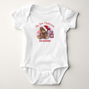 Personalisierter Teddybär zum ersten Weihnachten f Baby Strampler
