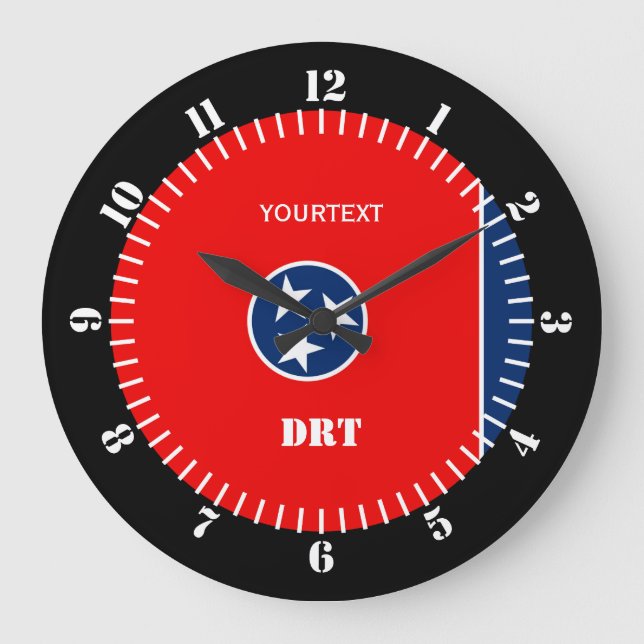 Personalisierter Tennessee-Staats-Flaggen-Entwurf Große Wanduhr (Vorderseite)