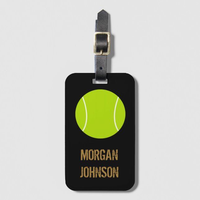 Personalisierter Tennis Ball Gold-Travel-Bug Gepäckanhänger (Vorderseite Vertikal)