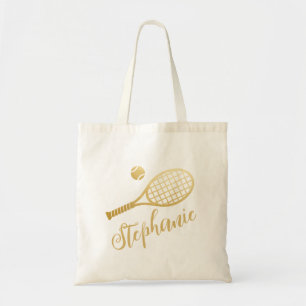 Personalisierter Tennis-Goldene Skriptname Tragetasche
