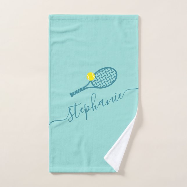 Personalisierter Tennis-Script-Name Aquamarin  Handtuch (Handtuch)