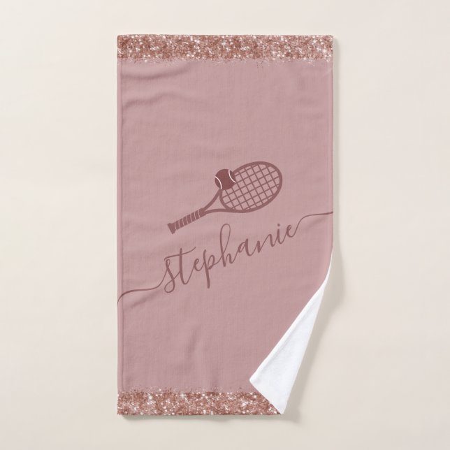 Personalisierter Tennis-Skriptname Mauve Glitzer Handtuch (Handtuch)