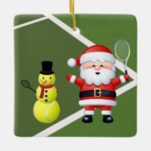 Personalisierter Tennis Snowman und der Weihnachts Keramikornament