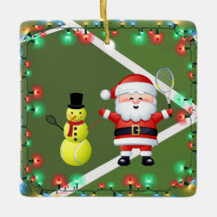 Personalisierter Tennis Snowman und der Weihnachts Keramikornament