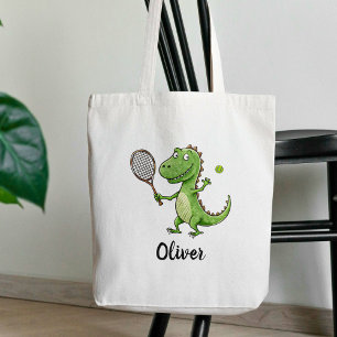 Personalisierter Tennis spielender T-Rex Tragetasche