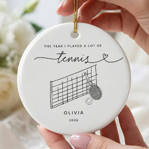 Personalisierter Tennis-Weihnachtsschmuck Keramik Ornament