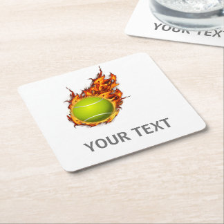 Personalisierter Tennisball auf dem Feuer Tennis T Rechteckiger Pappuntersetzer