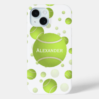 Personalisierter Tennisball auf Tennis Ball Patter iPhone 15 Hülle
