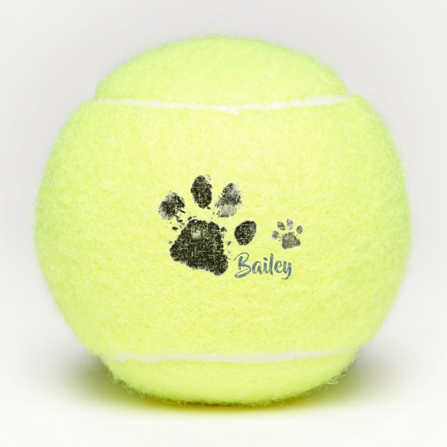 Personalisierter Tennisball mit Paw Prints Tennisbälle (Vorderseite)