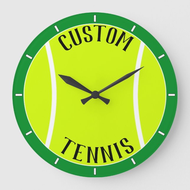 Personalisierter Tennisball-Text und Farbsäulenhal Große Wanduhr (Vorderseite)