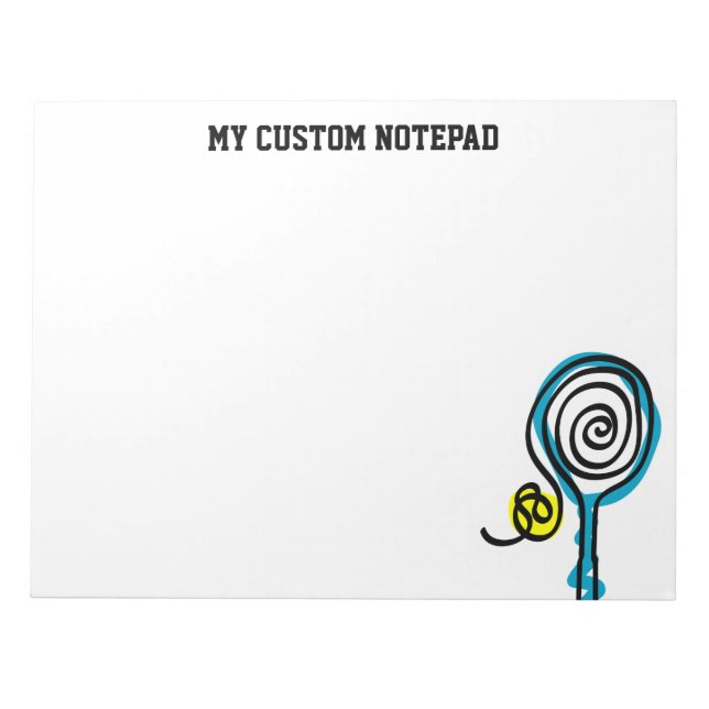 Personalisierter Tennisschläger und Ballschläger Notizblock (Vorderseite)