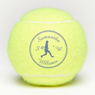Personalisierter Tennisspieler Blaue Silhouette Tennisbälle