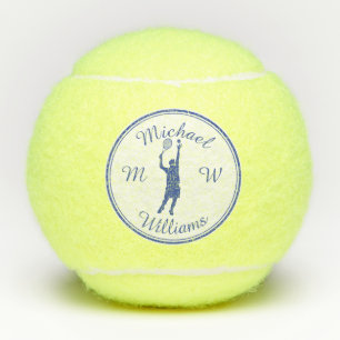 Personalisierter Tennisspieler Blaue Silhouette Tennisbälle