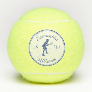 Personalisierter Tennisspieler Blaue Silhouette Tennisbälle