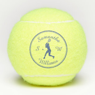 Personalisierter Tennisspieler Blaue Silhouette Tennisbälle