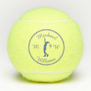 Personalisierter Tennisspieler Blaue Silhouette Tennisbälle
