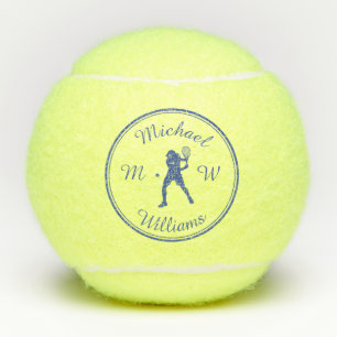 Personalisierter Tennisspieler Blaue Silhouette Tennisbälle