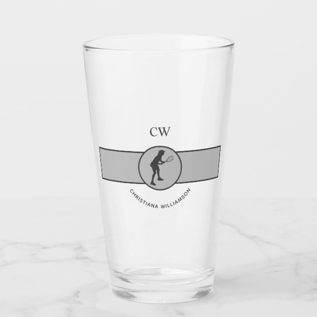 Personalisierter Tennisspieler Glas (Vorderseite)