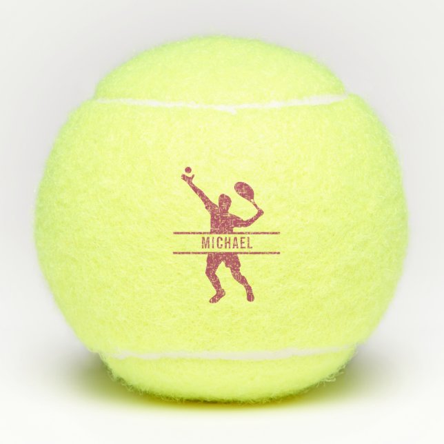 Personalisierter Tennisspieler mit eigenem Pink-Na Tennisbälle (Vorderseite)