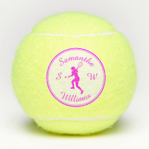 Personalisierter Tennisspieler Rosa Silhouette Tennisbälle