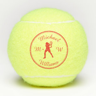 Personalisierter Tennisspieler Rote Silhouette Tennisbälle