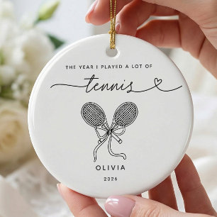 Personalisierter Tennisspieler-Weihnachtsschmuck Keramik Ornament